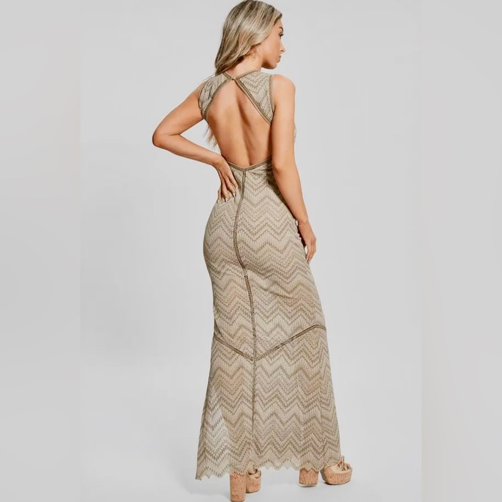 Guess- Janet Knitted Dress in Macramé Style Maxi Dress - Picture 11 of 14